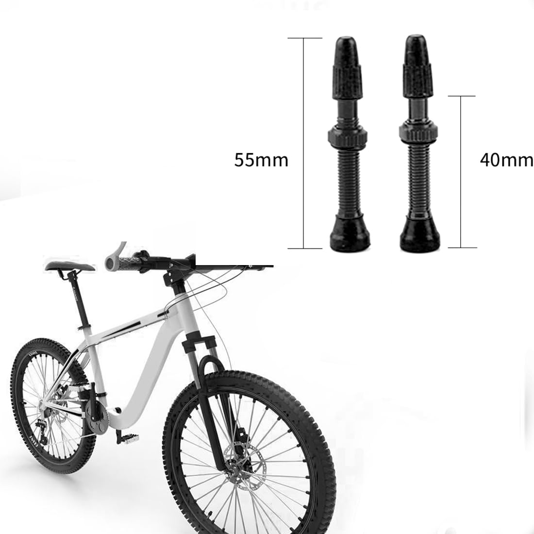 Steli Valvola Tubeless 40mm in Lega, Kit Completo con Strumento Rimozione Nucleo Value e Cappucci (Coppia)