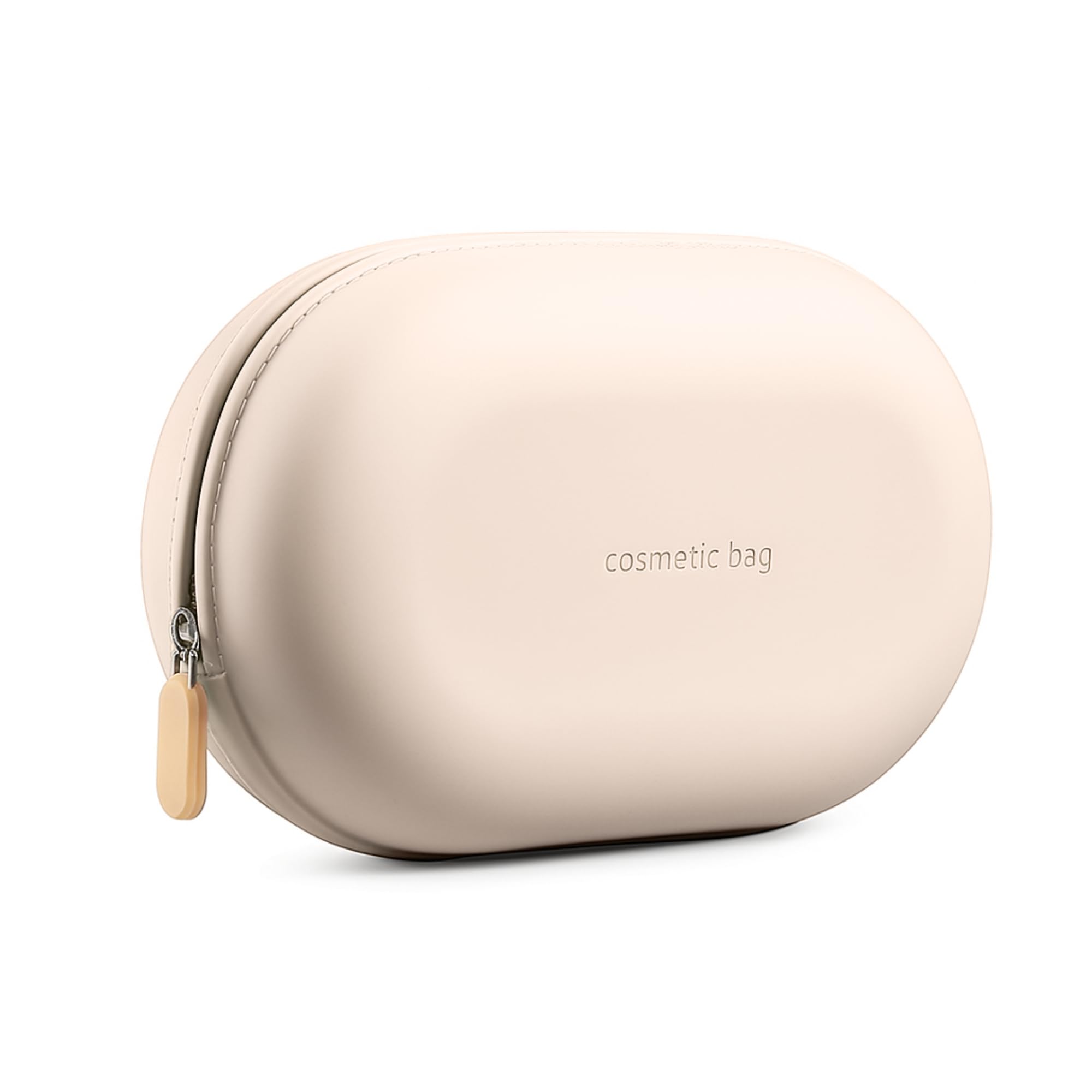 Silicone Makeup Bag, Makeup Brush, Lipstick & Cosmetic Item Carry Pouch,Portable Makeup Brush Bag, Waterproof Travel Toiletry Bag with Zipper Closer,Silicone Travel Pouch (Beige)-image-12