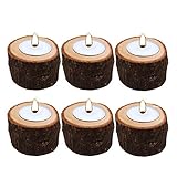 AOMO Tea Light Candle Holders Personalized Wooden Candle Holder for Rustic Wedding Party Birthday Holiday (Candle Holders(6 Packs))