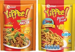 Sunfeast Yippee! Instant Pasta Treat Masala 65g & Sunfeast Yippee Tricolor Pasta Masala 65g (pack of 2) Unique|