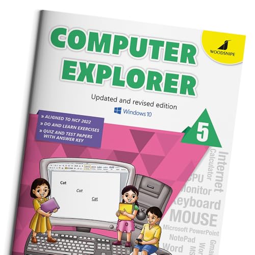 Image of Woodsnipe Computer Skills Book for Primary Class 5, Age 9 to 10 with Multiple Choice Questions and Answers keys | Learn MS Word, Wordpad, Application Software, Multimedia | Quiz & Tests
