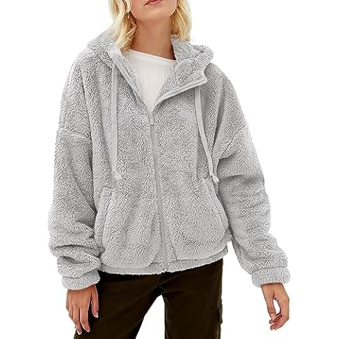 GAMISOTE Womens Zip Up Fleece Hoodie Fuzzy Sherpa Jacket Oversized Winter Warm Sweatshirt Hoodies Cover