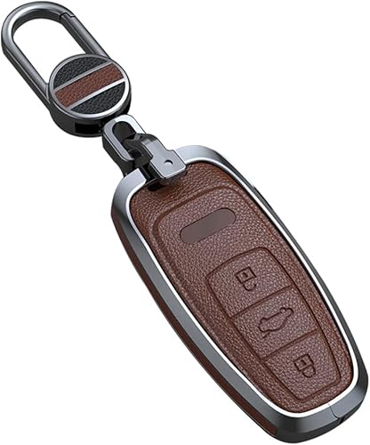 ontto Funda de cuero para llavero de protección completa para Audi A8 A6 A7 Q8 Q7 C8 E-Tron 2020 marrón tipo A