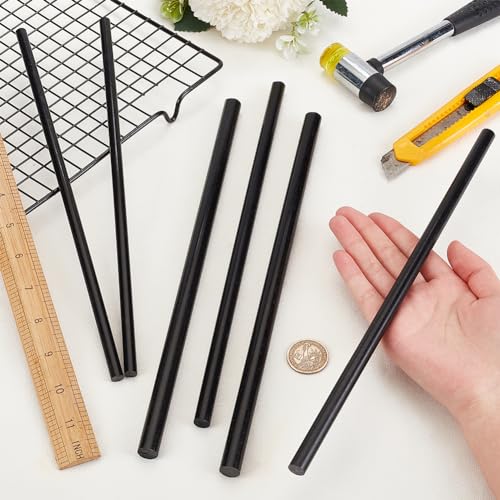 Image of BENECREAT 6Pcs 12 Inch Length Black Acetal Copolymer Rod, 0.3 Inch 0.4 Inch 0.47 Inch Diameter Round Acetal Rod Acetal Bar Dowel Rod, 2pcs /Size