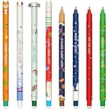ZappelStift Radierbarer Gelschreiber - mit thermoempfindlicher Löschtinte, einer Vielzahl von Tintenfarben und Schaftdesigns, 0,7 mm Spitze (Mehrfarbig-8)