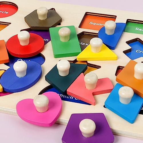 image for Attmu Shape Puzzles Wooden Puzzles for Toddlers, Peg Puzzle Educationa