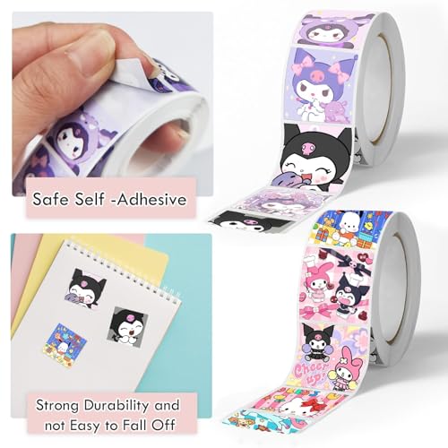 Image of TecoKart 1000Pcs Kuromi Stickers, 16 Pattern Cute Kuromi and Sanrio Stickers, Kawaii Sticker Gifts for Kids Girls, Ideal DIY Decor Laptop, Skateboard Computer Diary Scrapbook Journal