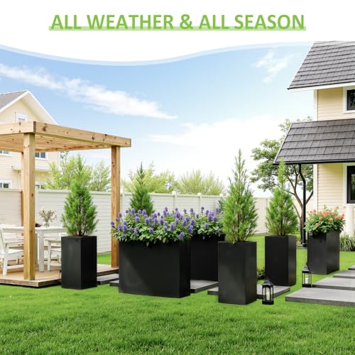 Set of 2 Planter Box Outdoor 30"H x 14.4"W x 13.6"D- Tall Planters for Outdoor Patio/Porch, All-Weather with Anti-dumping Kit, Durable Galvanized Steel, Modern Design for Plants, Flower, Garden - Image 6