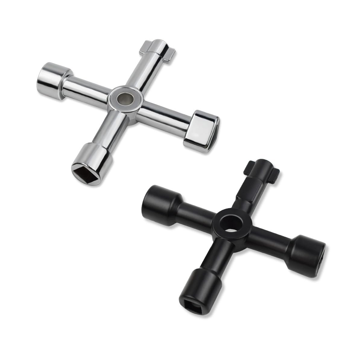 Triangle Multi-functional Sillcock Key 4 Way Square Wrench Water Utility Key Steel Sillcock Wrench Tool for Electric Water Gas Meter Box Cupboard Cabinet Opening Spigots Faucet Valve 2 Paack Cross Key