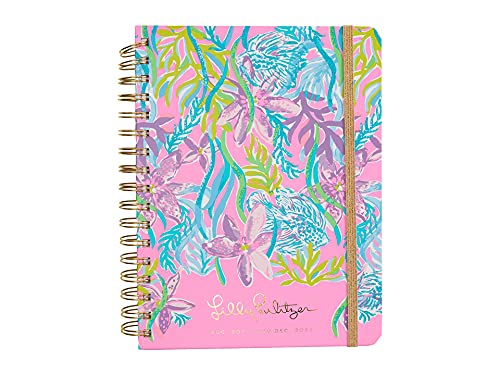 Lilly Pulitzer Large 2021-2022 Planner Daily Weekly Monthly, Hardcover Agenda Dated Aug 2021 - Dec 2022, 17 Month Calendar With Notes Pages, Stickers, Pocket, & Laminated Dividers, Party All The Tide #TOP11