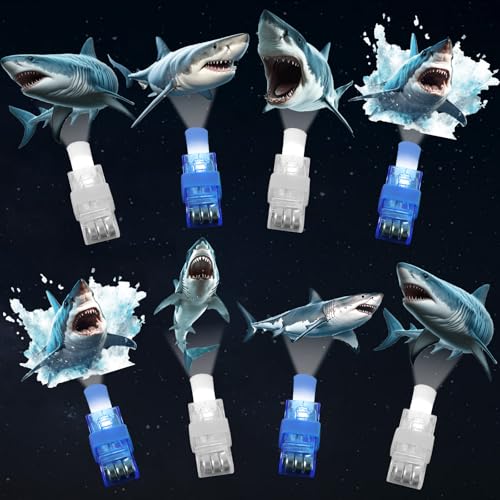 36Pcs Shark LED Finger Lights Under the Sea Party Favors Glow in the Dark Light Up Finger Lights Ocean Animal Themed Toys Bulk for Birthday Party Goodie Bag Stuffer Birthday Gifts Classroom Prize