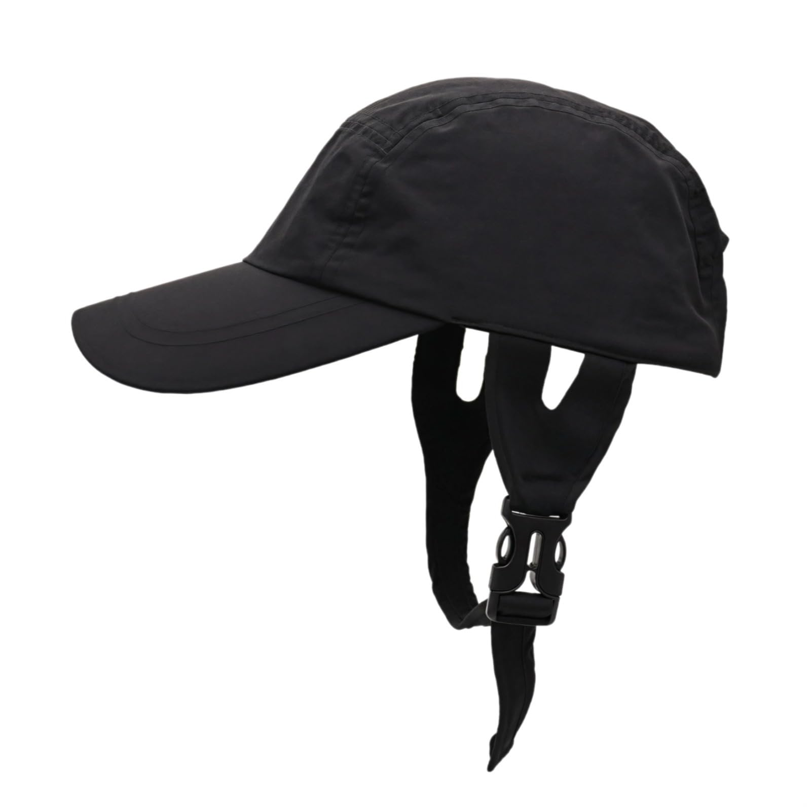 Casco de surf ligero con correa para la barbilla, gorra de protección solar ajustable para deportes acuáticos, sombrero negro para hombres y mujeres, ideal para kayak y vela