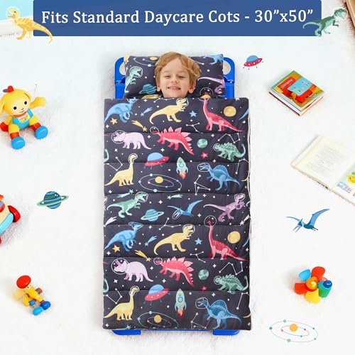 Image of Toddler Nap Mat for Preschool 50''x30'' Sleeping Mat with Removable Pillow and Minky Blanket for Kids Ages 3-7 Roll Up Soft Sleeping Bag for Boys Girls Kindergarten Daycare Sleepover