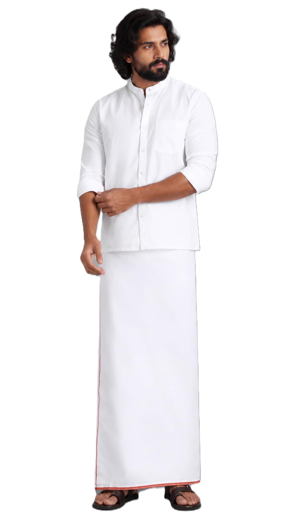 sac shree aparajeet creations Shree Aparajeet Creations Paramsukh Men's Cotton Dhoti Pair (White, 4.5 m x 2)-picture-11