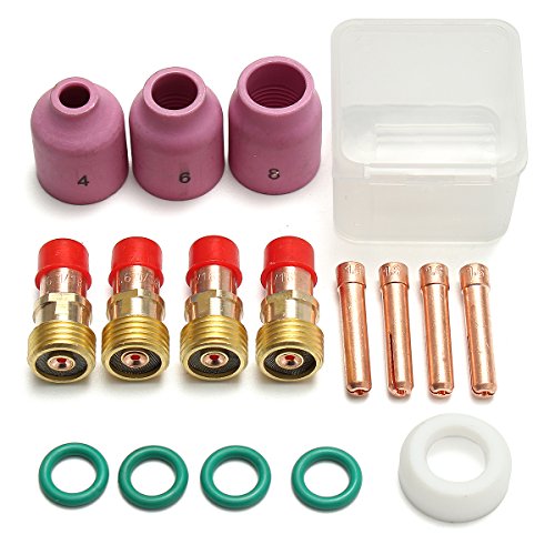 Kit buse TIG Pyrex résistant pour soudure précise en coin avec torche WP17 WP18 WP26