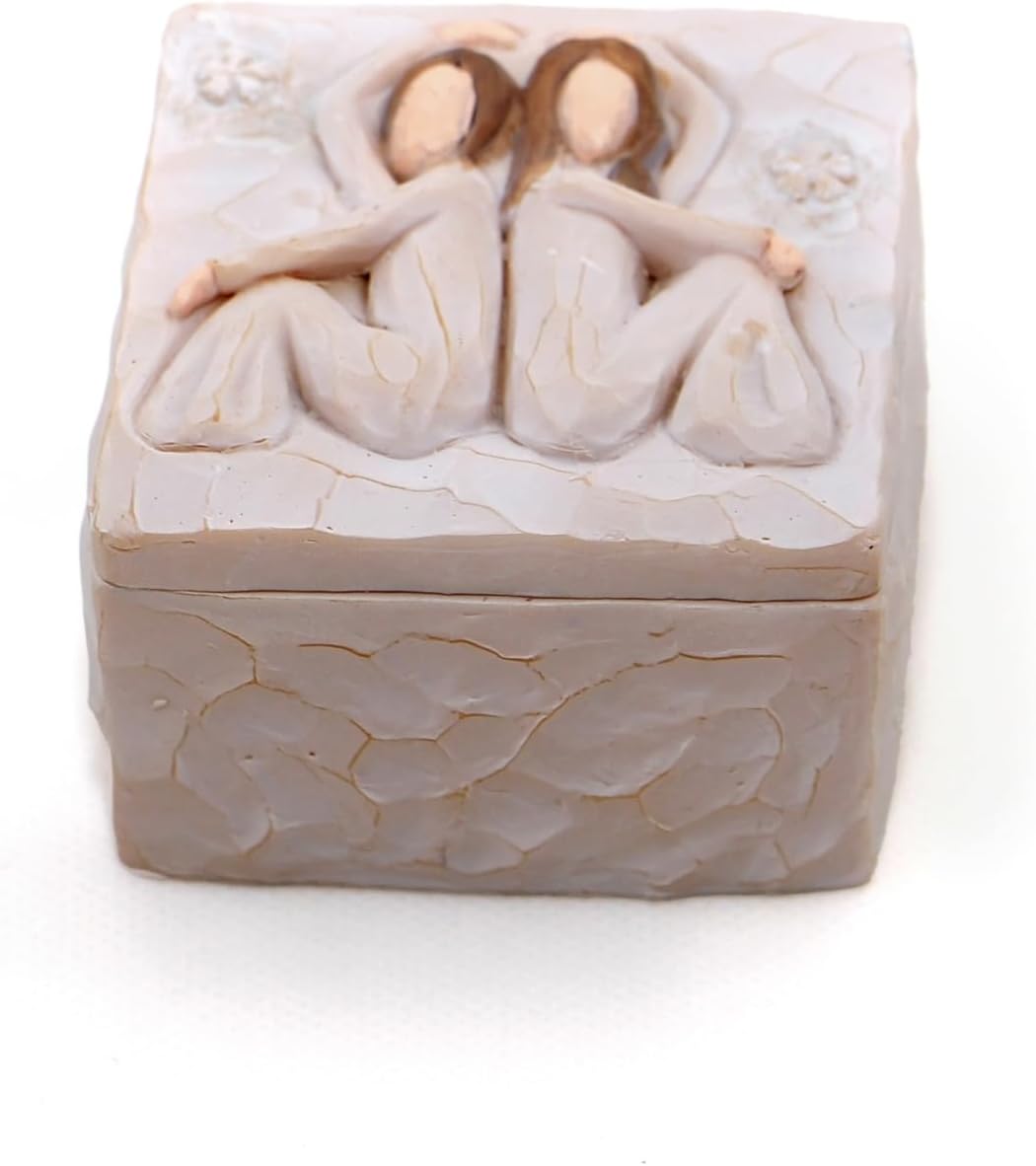 Friendship Keepsake Box - Sentimental Gift For Best Friend, Meaningful Sister Present, Unique Hand-Painted Memory Box For Jewelry & Trinkets (Back to heart)