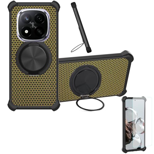 �Ή� Redmi Note 14 Pro �P�[�X Phone Case [1�� 9H+�d�x���� �K���X�t�B����][360°��]���X�^���h�A�}�O�l�b�g��]CX-24-HEI