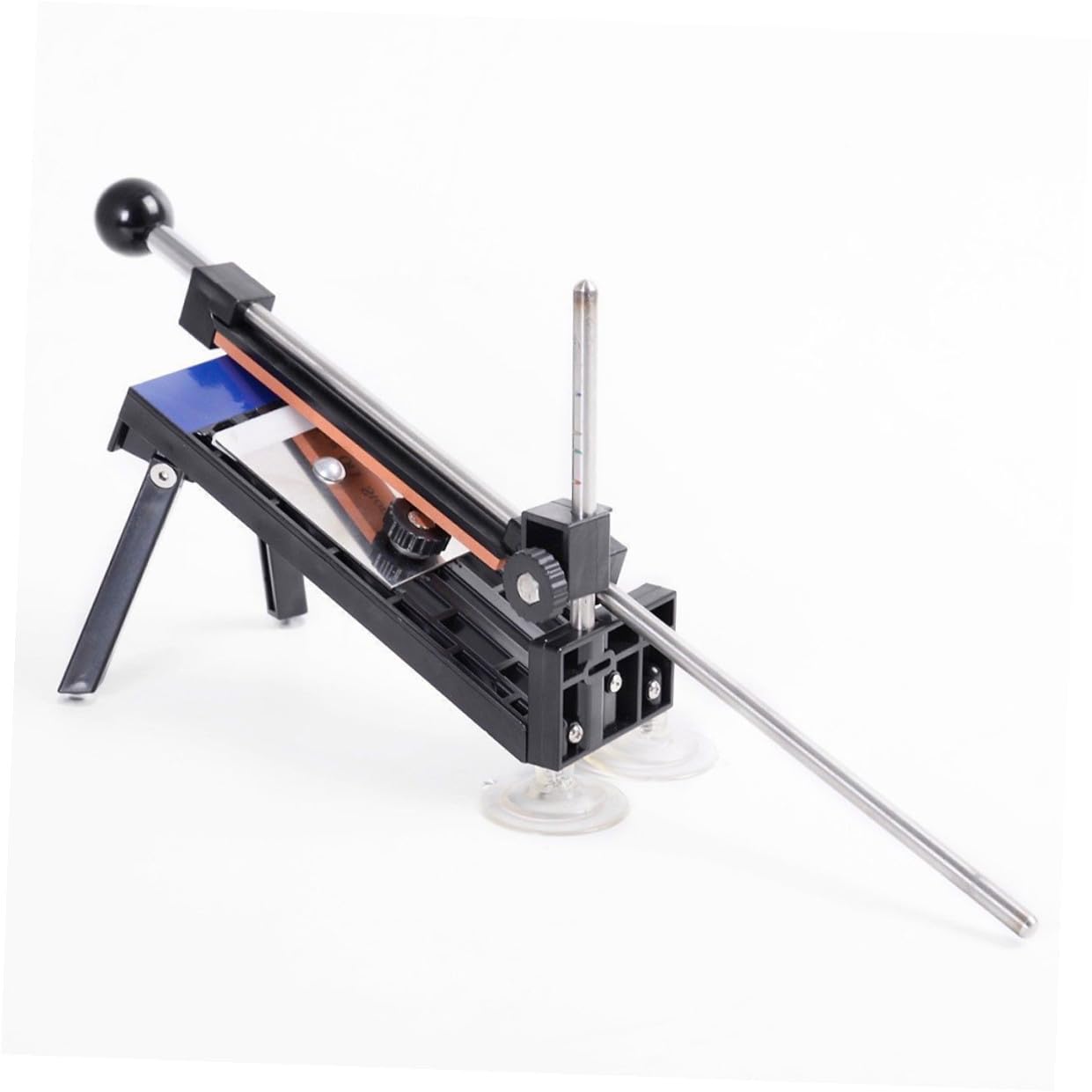 Affilatrice a Angolo Fisso con Pietre da Affilare Incluse, Materiale Abs Plastica e Acciaio Inox, Affilacoltelli Professionale per Coltelli da Cucina, Facile da Usare e Conservare