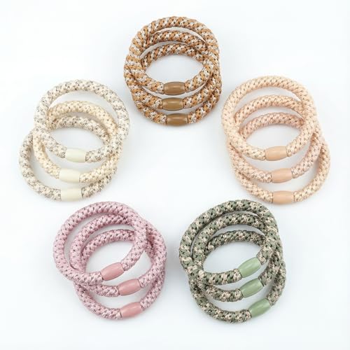 15 Stück Haargummis Mädchen Hair Scrunchies Haargummi Damen Elastische Haargummis Damen bunte geflochtene Haarbänder Zopfgummis für damens Mädchen Dickes und Lockiges Haar Pferdeschwanz