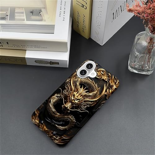 CARLOCA Compatible with iPhone 16 Case,Golden Dragon Soft TPU + Hard PC 2-in-1,Anti-Scratch Soft TPU Shockproof Unique Protective Cover Pattern Design - image 3