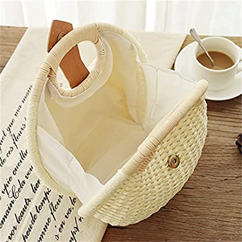 Bolso de paja tejido a mano para mujer miniatura 6