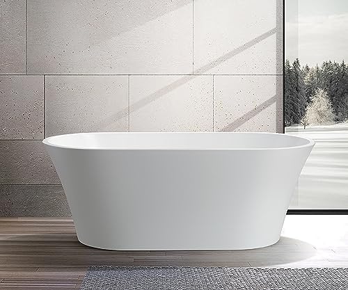 Vanity Art 62.2 Inch Freestanding Acrylic Bathtub Modern Stand Alone