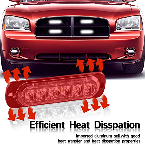 Teguangmei Led Emergency Strobe Lights, 6Led Strobe Warning Emergency Flashing Lights White Surface Flush Mount Caution Construction Hazard Light For Car Truck Suv Atv Van Off-Road Vehicle - 10Pcs #TOP7