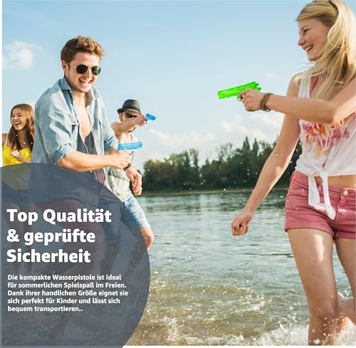 3er Wasserpistolen Set - ca. 12 cm mit großer Reichweite Wasserspritzpistole Spritzpistole klein mini für Kinder