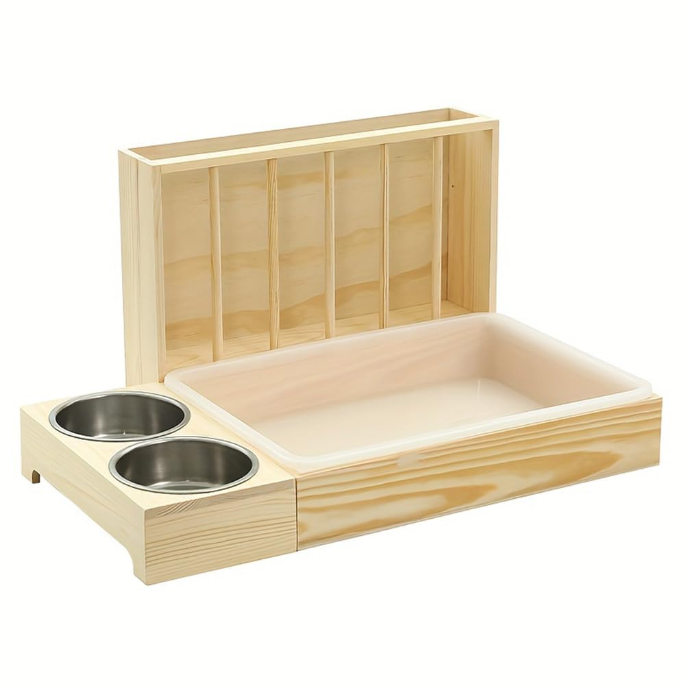 Bevande per unghie in legno Ruggine di fieno per conigli porcellini d'India Grande Capacità Mangiatoia Multifunzionale in Legno