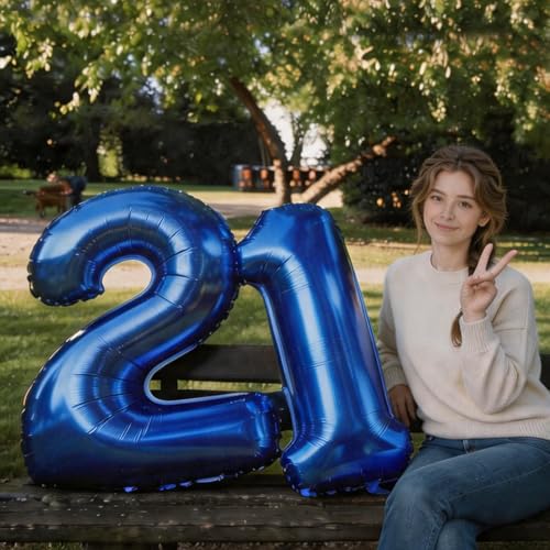 Image of Number Balloons Navy Blue Balloons - Giant Number 10 Balloon, 10 20 30 40 50 Numbers Balloon Birthday Decorations, Blue Party Supplies for Boy Men