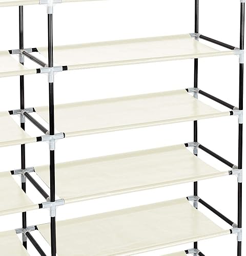 Miniatura 5 de lapday Zapatero de 6 niveles con cubierta a prueba de polvo, 36 pares de zapateros portátil de doble fila, estante para gabinete, torre para puerta,