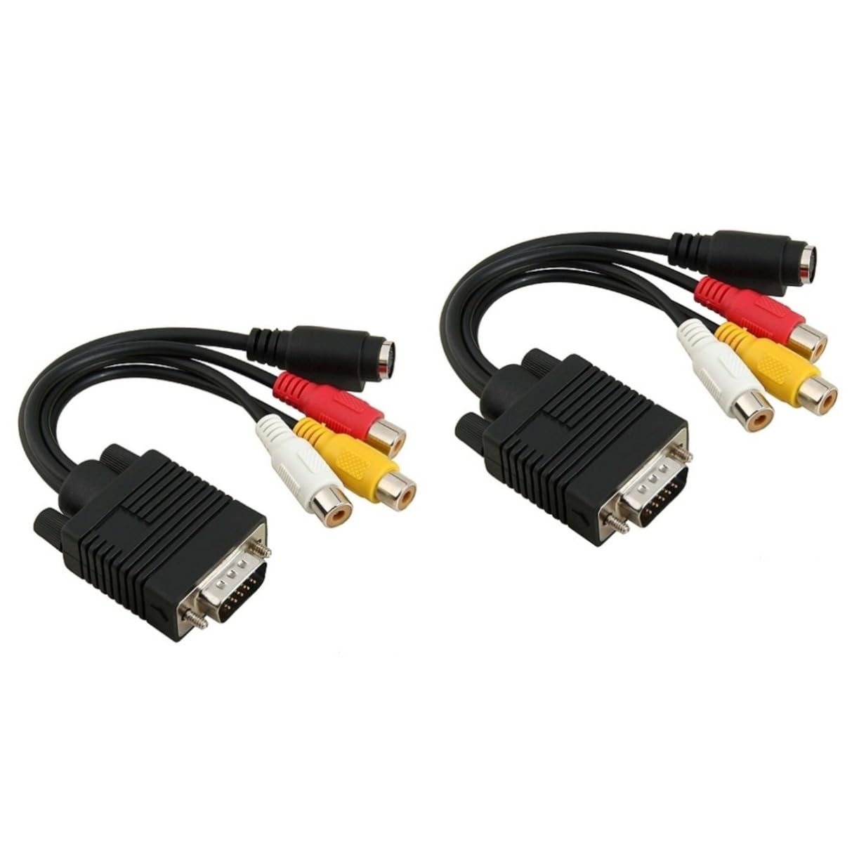 KONTONTY 2pcs Vga to 3 RCA Adapter to 3 Cable Svga to S-Video Adapter Port to 3 to 3 Converter 3 to Audio Jack Adapter to 3 Cord Cables to 3 Connector Svga to 3 RCA Cable 3 and Cable Black