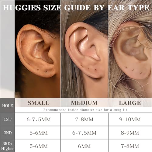 Image of Small Gold Huggie Hoop Earrings Set for Women Men Hypoallergenic 14K Plated Stack Cartilage Earrings, Sterling Silver Multiple Piercing Lightweight Mini Thin Cute Dainty Trendy Jewelry Gifts for Women