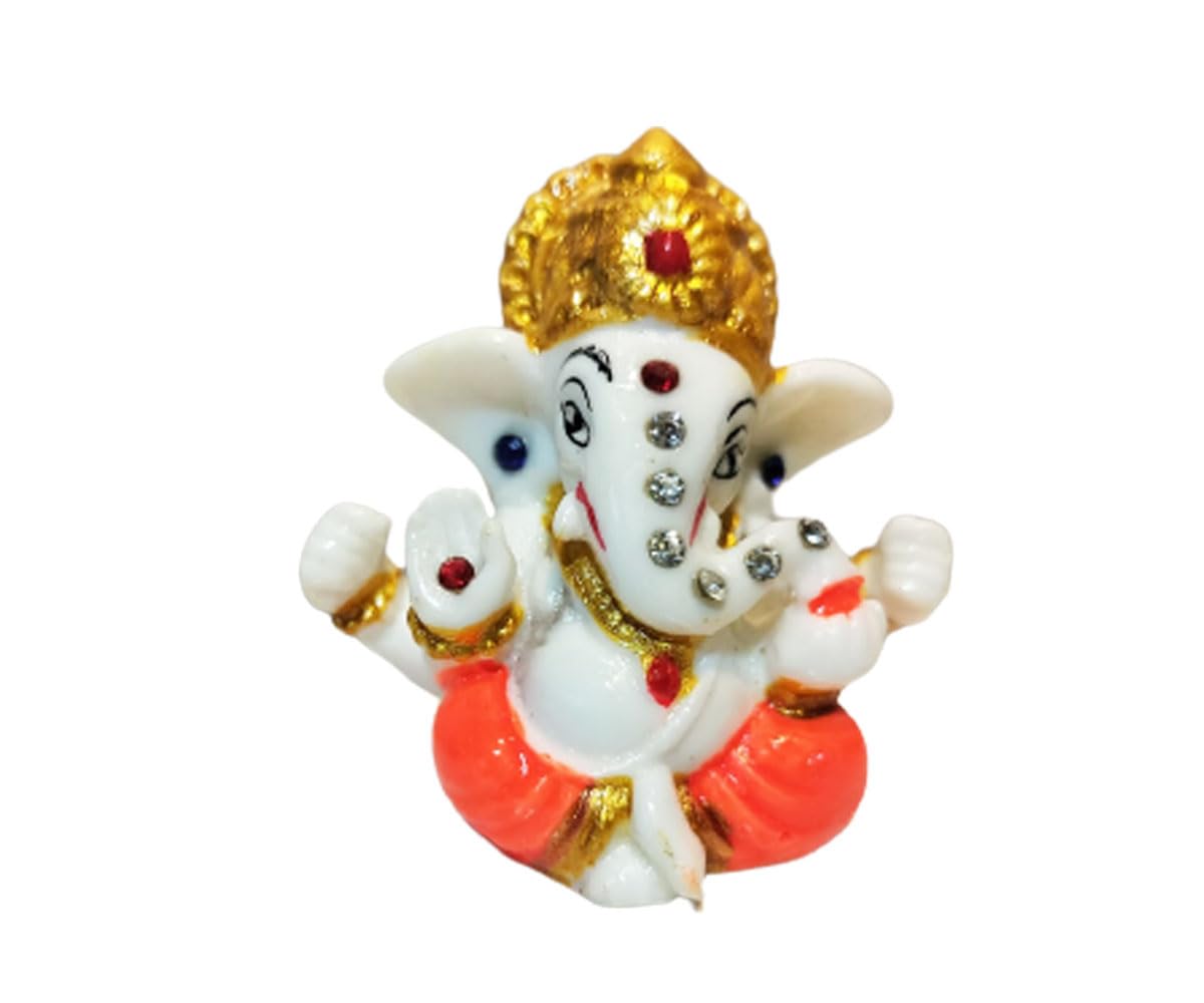 Satre Online And Marketing Orange Ganesha Statue For Car Dashboard,