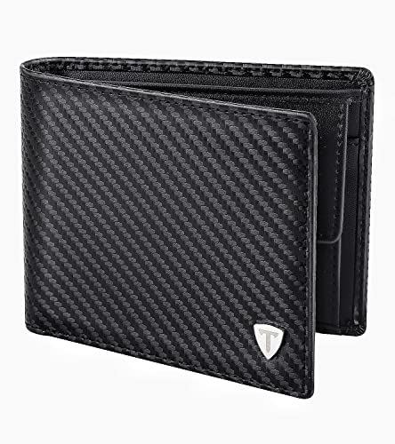 TEEHON® Portefeuille Homme en Cuir Véritable Porte-Monnaie avec Blocage RFID/NFC 8 Porte Carte Crédit, 2 Compartiment à Billets, Classique Porte Feuille Poche à Monnaie avec Boîte Cadeau- Noir Cover