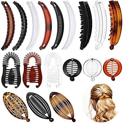 18 Pieces Banana Hair Clips Sets Fishtail Hair Clip Interlocking Banana Clip Non Slip Clincher Clip Double Teeth Banana Hair Claw Ponytail Holder Clip Hair Accessories for Women Girls Hair Styling