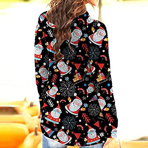 Ugly Christmas Sweaters For Women 2022 Plus Size Casual Fashion Fall Winter Lightweight Cardigan Long Sleeve Open Front Funny Christmas Shirts Graphic Holiday Party Tops Outfits Clothes Black M #TOP4