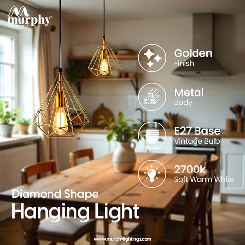 Image of Murphy Designer Single Pendant Hanging Chandelier Light for Dining Room, Home Decor | Indoor Roof Light | Golden Color Antique Vintage Chandelier - Pack of 1 (Bulb Included)