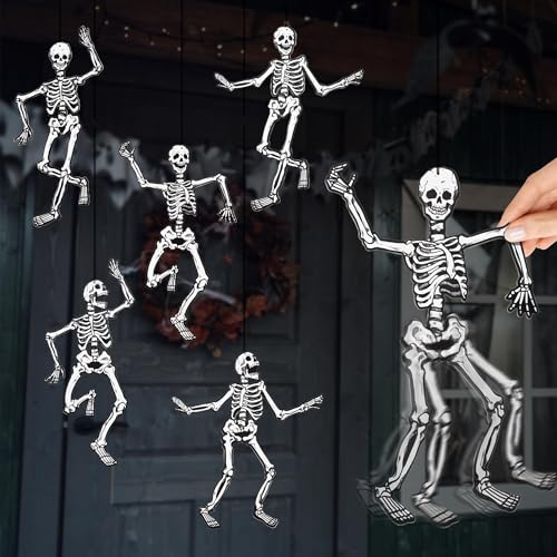 Image of Cheerland Jointed Skeleton Garland Halloween Party Decorations Skull Garland Monster Disco Dancing String Decor Bones Spooky Scary Banner Kids Celebration Summerween Decoration and Supplies 15 Inch