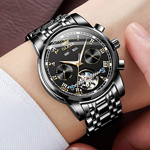 Image of OLEVS Watch Men Mechanical Luxury Classic Fashion Dress Men's Watches Waterproof Stainless Steel Self Winding Watches for Men Large Face Diamond Date No Battery Mens Watch Relojes para Hombres