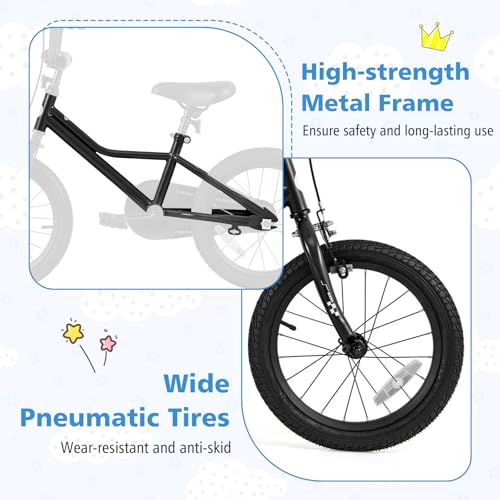 Image of BABY JOY Kids Bike, 12 14 16 18 Inches Car Pattern Sporty Bicycle w /Removable Training Wheels, Hand & Coaster Brakes, Adjustable Seat & Handlebar, Girls Boys Bike