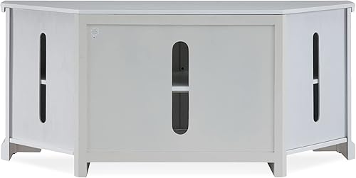 Miniatura 6 de Leick Home 85386 Soporte de esquina con almacenamiento cerrado para televisores de 65 pulgadas, color blanco