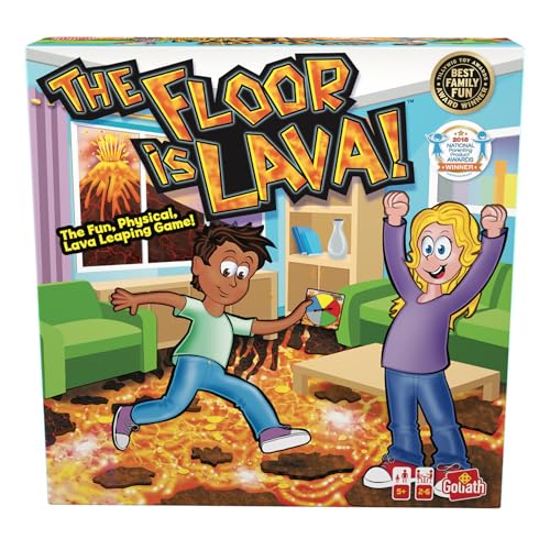 Goliath - ¡FLOOR IS LAVA! - Juego de Mesa Interactivo para Niños a partir de 5 Años - Desarrolla el Equilibrio y la Coordinación - Juego Familiar para Interior o Exterior - 2 a 6 Jugadores - 20 Min