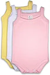KIT 3 Body Alcinha Bebê Menina Sem Manga Suedine 100% Algodão Verão sem Alça Liso de 0 a 9 meses