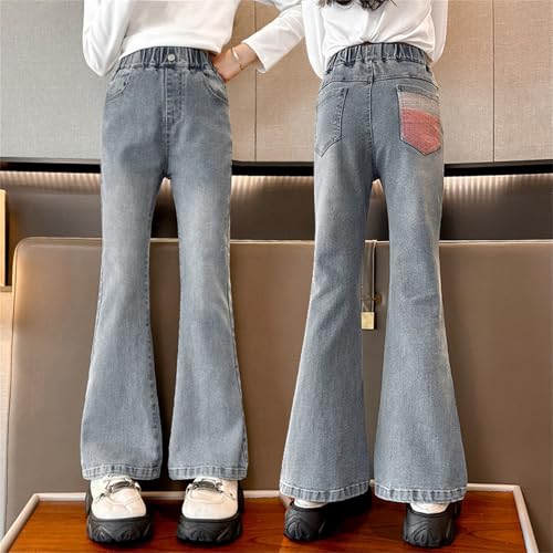 Girls Skinny Flare Jeans High Waisted Kids Aesthetic Denim Bell Bottom Vintage Elastic Waist Bootcut Jeans Slim2