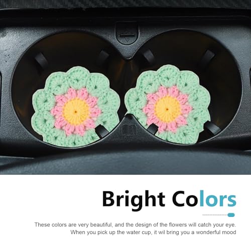 Portavasos para auto estilo boho hecho a mano 2 pcs verde miniatura 4