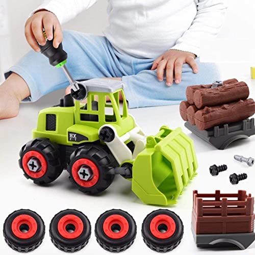 Image of Plastic Toy Vehicles Set - Assembly Toy Farm Truck Construction Set, Building Vehicle Play Set with Screwdriver, Toy for,Kids (Farm Truck Construction)
