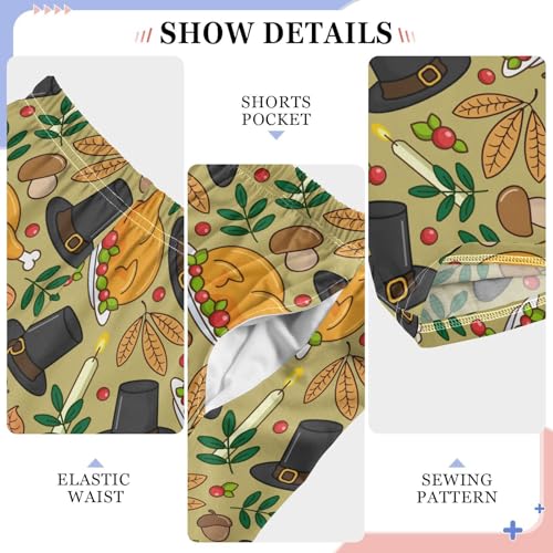 ZZXXB Thanksgiving Day Turkey Boys Long Pants Soft Trousers Elastic Waist Kids Lounge Bottoms with Pockets S-XL4
