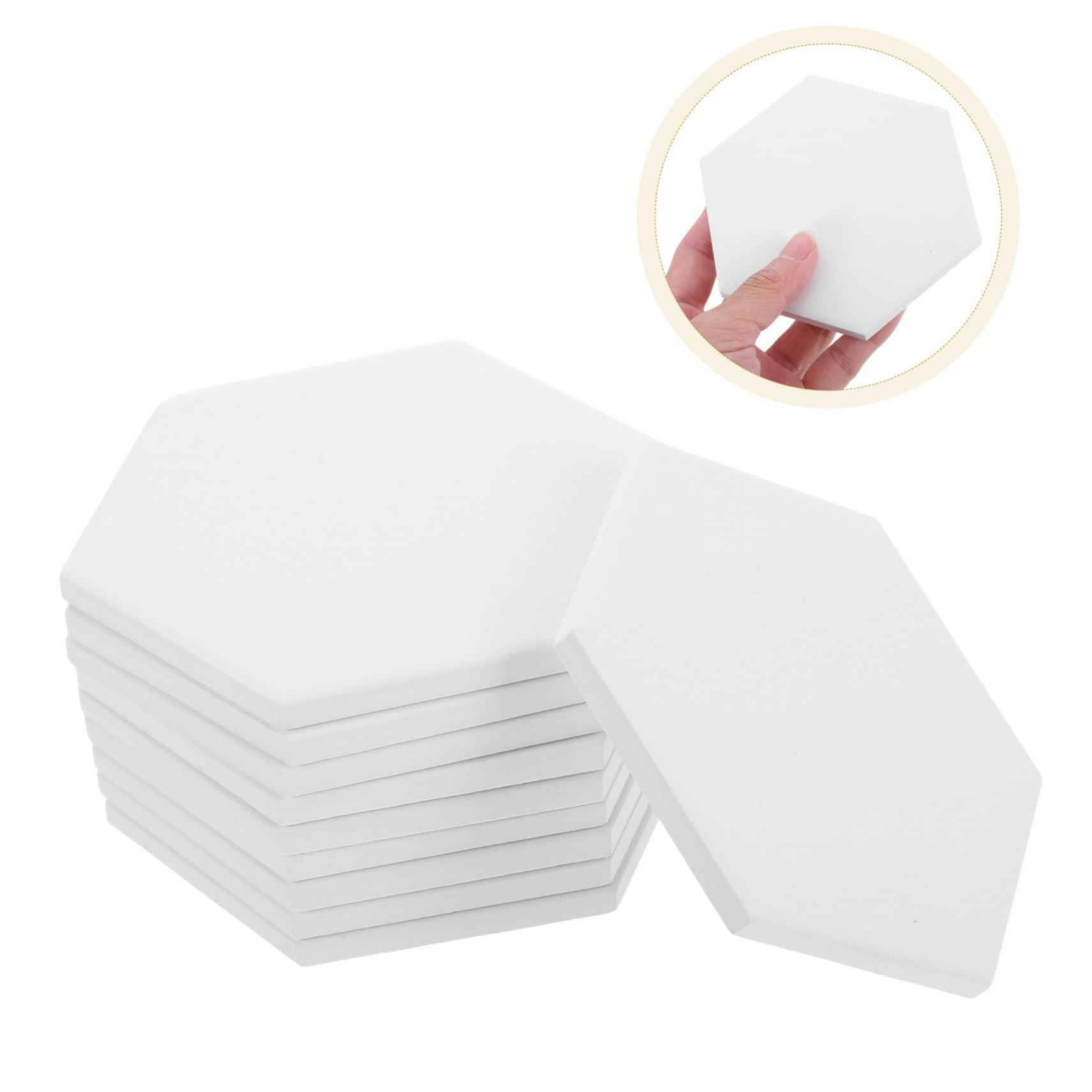 STOBAZA 10juego Posavasos de Cerámica Hexagonales para Sublimación Color Neutro Mate Antideslizantes y Absorbentes para Protección de Superficies