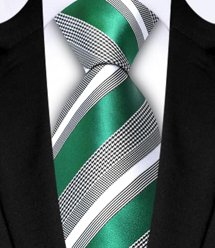 Image of GUSLESON Men's 5-pc Striped Tie Gift Set - Jacquard Necktie, Pocket Square, Cufflinks, Lapel Pin, Tie Clip - Wedding Formal Gifts